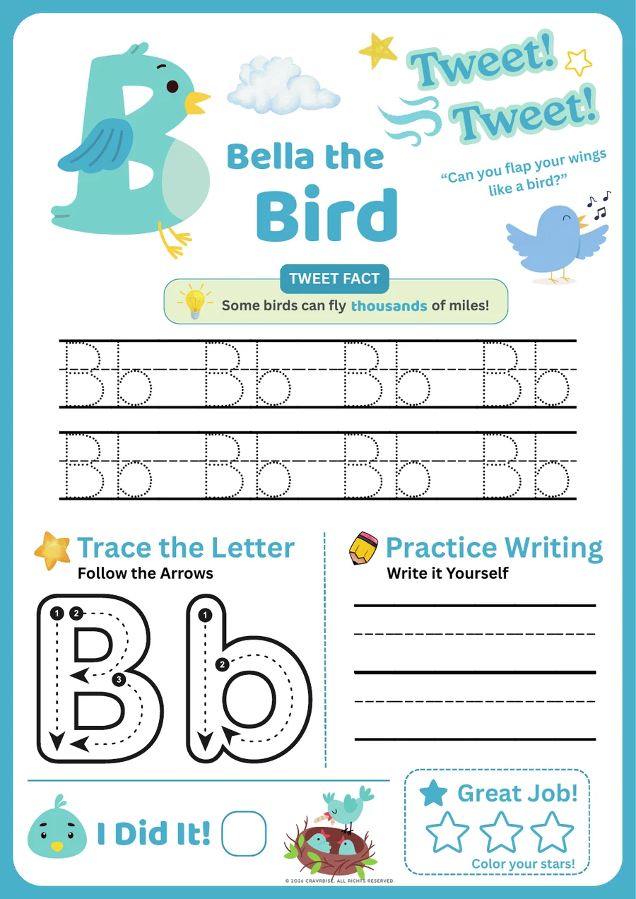 Letter B Bird activity page