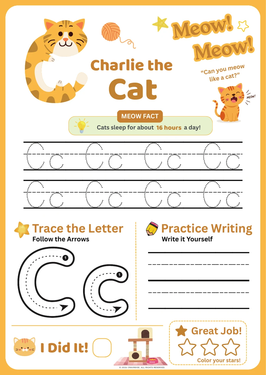 Letter C Cat activity page